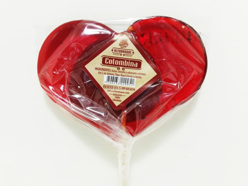 COLOMBINA ROJA CORAZÓN 1X10